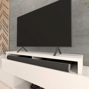 VornixorSarlshop-Rehausse TV en Bois Double 140 x 35 x 15 cm Blanc Mat. Supporte +100 kg. - Neuf