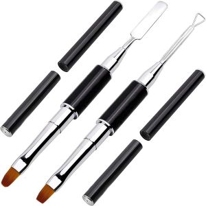 Kal-2 In 1 Pinceau Nail Art Ongles Spatule À Double Extrémité Et Pinceau Manucure Outil Nail Art Pen Pour Ongles Extension Gel Ongles Gel De Construction Uv Gel¿Noir¿ - Neuf