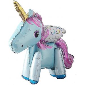 Self Stand steady Licorne Anniversaire Décorations Fournitures Mariage Fiançailles Journée des enfants Feuille Licorne Cheval Animal Ballons Jouet (Aile Bleu) - Neuf