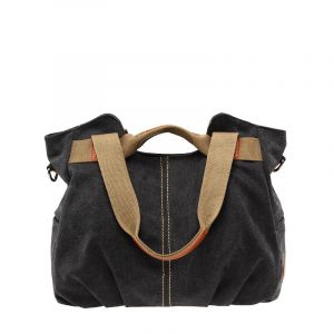 (Noir) 1 sac à main vintage en toile pour femme, sac à bandoulière, sac fourre-tout, sac à main décontracté - Neuf