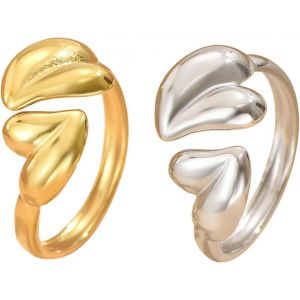 Kal-2pcs Couple Anneaux Set, Bague De Fian&ccedil;ailles Mariage R&eacute;glable, Bague Acier Inoxydable Promesse/Classique Anneau/Destin&eacute;e/D'amour &Eacute;ternel/Lettres/Forme D'amour Bijoux Mariage Cadeau - Neuf