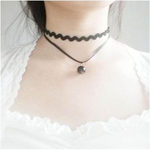 Kal-Boho Layered Lace Collier Vintage Velours Clavicule Cha&icirc;ne Ras Du Cou Noir Perle Pendentif Ras Du Cou Gothique Dentelle Collier Cha&icirc;ne Bijoux Pour Femmes Et Filles - Neuf