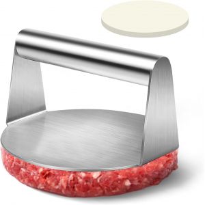 Mevronisshop-Pour Smash Burger, Presse Steak Hach&eacute;, 14cm Presse Burger, Presse Hamburger En Acier Inox, Presse &Agrave; Hamburger, Moule Steak Hach&eacute;, Presse &Agrave; Galettes Pour Hamburgers Barbecue + 100 Papier - Neuf