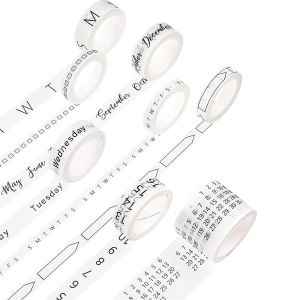 8 Rouleaux Calendrier Washi Tape Set Date Jour Semaine Mois Num&eacute;ro Calendrier Washi Masking Tape D&eacute;coratif F (Enchev&ecirc;trement)-Yuhao - Neuf