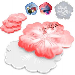 Coaster Moule Resine Forme De Fleur Dessous De Verre Irr&eacute;gulier Pour La D&eacute;coration R&eacute;sine &Eacute;poxy Pour La D&eacute;coration De Fleur Tapis De Bol Grande Forme De Fleur De Moule En R&eacute;sine Le Bricolage(2 Pc) - Neuf