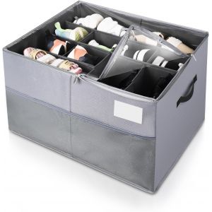Kgabery-Organisateur De Chaussures Pour Armoire-Convient Pour 16 Paires-Grande Étagère À Chaussures Avec Couvercle Transparent Et Séparateurs Réglables-Boîtes À Chaussures Pliables-Peu - Neuf
