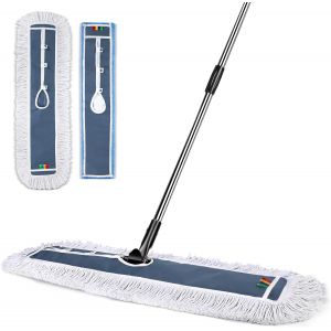 Balai &agrave; franges industrielles, 105 cm de large, robuste, avec tampons en microfibre et coton s pour sols durs, stratifi&eacute;s et carreaux, rotatifs &agrave; 360&deg; pour bureaux, h&ocirc;tels, garages - Neuf