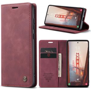 Case For Samsung Galaxy S23 Fe 5G Premium Leather Protective Pouch Wallet Flip Case Magnetic Case Cover For Samsung Galaxy S23 Fe Wine Red - Neuf