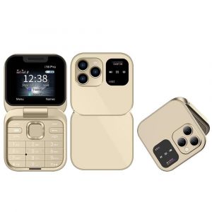 T&eacute;l&eacute;phone Portable Mini Avec &Eacute;cran 1.77 Pouces Dual SIM Bluetooth FM 1000mAh Or YONIS - Neuf