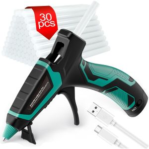 Chenquansarl-Pistolet &Agrave; Colle Sans Fil + 30pcs B&acirc;tons De Colle, Recharge De Type-C & 2600mah, Pistolet A Colle C Pour Pistolet Le Artisanat, Diy, Maison, Bricolage, Bureau-Bleuge - Neuf