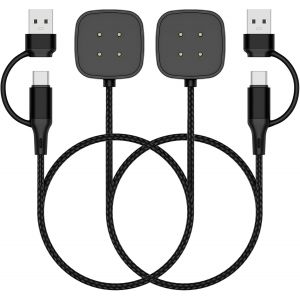 KALANKA-Chargeur de Smartwatch Compatible avec Fitbit Versa 4/3, Sense 2/1, C&acirc;ble de Charge de Remplacement Support magn&eacute;tique pour Google Pixel Watch 3/2, 3,3 Pieds, 2 Pack - Neuf