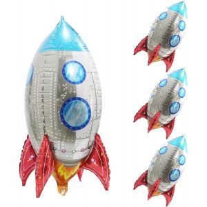 Senior-Ballon Fus&eacute;e Enfant 4 Pi&egrave;ces Ballons En Aluminium Espace Th&egrave;me Ballons Astronaute Fus&eacute;e Kit Anniversaire Espace Ballon Pour Decoration Anniversaire Garcon[L894] - Neuf