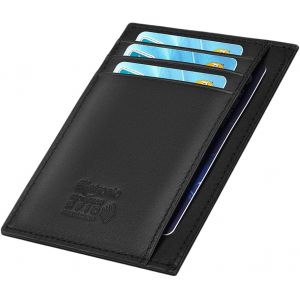 KALANKA-Portefeuille en Cuir, Noir Etui RFID Blocage Porte Carte de Crédit, Zip Porte-Monnaie, Coffret Cadeau - Neuf