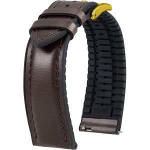 Eryi-Bracelet Montre En Cuir 22mm 21mm 20mm 19mm 18mm 16mm 14mm Cuir Ciré À L'huile Et Silicone Hybrid Bracelets De Montre À Dégagement Rapide Pour Homme Femme 6 Couleurs - Neuf