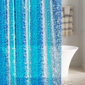 SJZG-Rideau De Douche Galets Bleus 183X183Cm, Rideau De Douche Peva Anti-Moisissure, Antibact&eacute;rien, Imperm&eacute;able,Avec 3 Aimants De Poids En Bas Et12 Crochet - Neuf