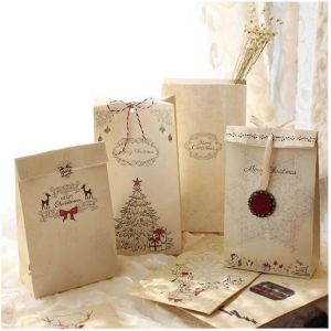 No&euml;l Design Des Sacs-Cadeaux, Design Vintage Solide Base De Sacs En Papier Kraft Pour Les F&ecirc;tes D'anniversaire, Mariages, F&ecirc;te Des Enfants, No&euml;l, P&acirc;ques, Halloween - Neuf