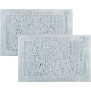 KAL-Tapis De Bain Pour Salle De Bain - Tapis De Sol 100% Coton - Linge De Toilette Lavable (2, Gris) - Neuf