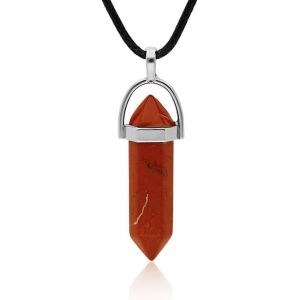 Kal-Pendentif Homme Et Femme Pierre &Eacute;nerg&eacute;tique Naturelle Forme De Pointe Et Zamak Plaqu&eacute; Argent Collier Amulette Gemme Gu&eacute;rison De Protection Id&eacute;al Cadeau - Neuf