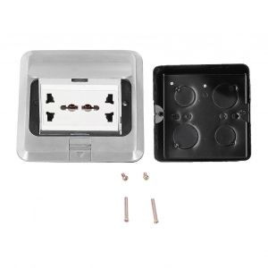 Prise de sol 6 trous Amortissement int&eacute;gr&eacute; Prise &eacute;lectrique de terre en alliage d'aluminium 13A AC 250V - Neuf