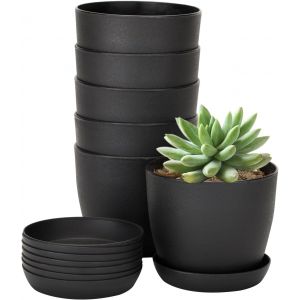 TEPPE-8 Pi&egrave;ces 10CM Cache Pot de Fleurs Plastique, Pot de Plante ext&eacute;rieur, Pot de Fleurs p&eacute;pini&egrave;re, adapt&eacute; pour Balcon int&eacute;rieur, Bureau, ext&eacute;rieur,Noir - Neuf