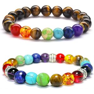Bracelet Pierre Naturelle, 2pcs Perles Pour Bracelet Pierre Naturelle Bracelets Oeil De Tigre Color&eacute; Bracelet En Cristal Femme Et Filles - Neuf