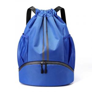 &Eacute;tanche Pliable Sac &Agrave; Dos &Agrave; Cordon De Sport, Avec Compartiment &Agrave; Chaussures Et Poches En Filet Pour Bouteille D'eau Pour Voyage Gym Plage Piscine - Bleu - Neuf
