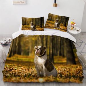 Housse De Couette Bouledogue X Imprim&iquest;&iquest; D Chien Animal Parure De Lit Personnes Hypoallergique Microfibre Literie Pi&iquest;&iquest;Ces Avec Fermeture &iquest;&iquest;Clair - Neuf