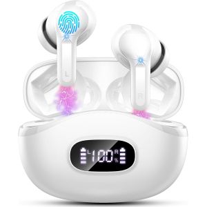Ecouteurs Bluetooth sans Fil 2025, Oreillette Bluetooth 5.3 avec Son Hi-Fi St&eacute;r&eacute;o, 4 Micro ENC Anti Bruit, 40H d'Autonomie, &Eacute;cran LED, Confort Optimal, IPX7 &Eacute;tanche Ecouteurs sans fil pour iOS/Android - Neuf