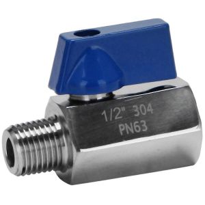 Vanne à bille 1/2 pouce 304 en acier inoxydable Mini vanne à bille femelle et mâle NPT idéale pour la pomme de douche Vanne de contrôle de débit - Neuf