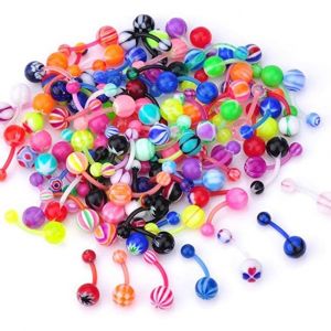 Lot De 100pcs Assortis Piercing Banane 14g Nombril Anneaux De Bijoux Piercing - Neuf