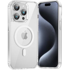 Maa-Coque Magnétique Pour Apple Iphone 15 Pro Max,Compatible Avec Magsafe Recharge Sans Fil,Transparent Etui Pc Dur +Tpu Bumper Antichoc Protection Housse Pour Iphone 15 Pro Max 6.7"",Transparent - Neuf