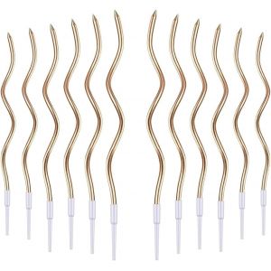 Eryi-36 Pièces Bougie Anniversaire, Bougies D'anniversaire Torsadées Bougies De Gâteau En Spirale Avec Supports,Convient Pour Les Gâteaux,Les Fêtes,Les Mariages,Les Décorations De Fête,Couleur Champa - Neuf