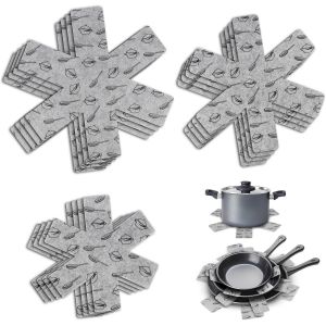 Jexnovashop-12 Pi&egrave;ces Protege Poele, &iquest;Protege Casserole Et Poele Empilables Avec 3 Tailles, Protection Casserole Antid&eacute;rapant, Protege Poele Feutrine Pour Po&ecirc;les, Casseroles Et Bols, Ustensiles De Cu - Neuf