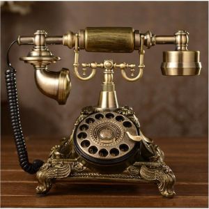 R&eacute;sine Imitation Cuivre Style Vintage Rotatif R&eacute;tro &Agrave; L'Ancienne Cadran Rotatif Maison Et Bureau T&eacute;l&eacute;phone T&eacute;l&eacute;phone Maison Salon D&eacute;cor - Neuf