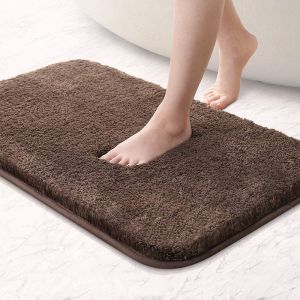 Tapis De Douche Antid&eacute;rapant Et Absorbant (40 X 60 X 3 Cm), Petit Tapis De Salle De Bain En Microfibre Douce, Convient Pour La Salle De Bain Et La Chambre, Lavable En Machine, Marron Fonc&eacute; - Neuf