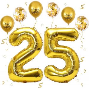 Ballon Anniversaire 25/52 Ans Or,101 CM Ballon Chiffre 25,Happy Birthday Decoration Ballons 25 Anniversaire Ballon,Décoration Ballon Numéro pour 25/52-Vole à l'Hélium - Neuf