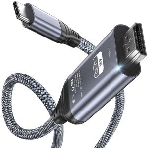 ERYI-Câble Usb C Vers Hdmi 1M [4K @ 60 Hz], Câble Tressé Usb Type C Vers Hdmi [Compatible Thunderbolt 3] Pour Iphone 15 Série,Macbook Pro/Air 2021,Ipad Pro/Air,Samsung Galaxy S21,S22 - Neuf