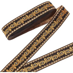 Sjzg-9m Garniture De Ruban Jacquard, 3.3cm Large Boho Tiss&eacute; Garniture Ethnique Broderie Polyester Plat Rubans Pour Embellissement Artisanat Diy V&ecirc;tements Accessoires D&eacute;corations, Noir - Neuf