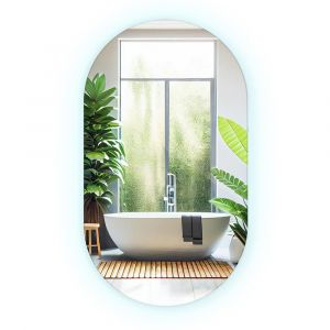 Tulup Miroir Ovale avec &eacute;clairage LED avec Lumi&egrave;re LED D&eacute;corative 40x70 cm lumi&egrave;re froide Mural Miroir de maquillage miroir pour dressing pour Bureau Chambre &agrave; coucher Salon Salle de bain - Neuf