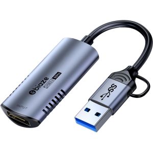 Carte de capture vidéo HDMI 4K 60 Hz,entrée USB/Type-C 1080P 60 Hz,compatible avec Switch/PS5/ordinateur portable/téléphone mobile/caméra MS2130/Live,pas de pilote nécessaire,OBS/Zoom - Neuf