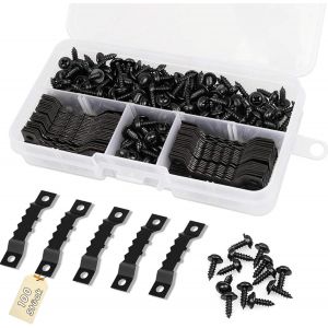 ChenQuanSarl-Lot De 100 Crochets Pour Photos Et Vis Avec Tournevis, Crochets Pour Clous, Crochets Pour Photos, Crochets À Vis, Pour Cadres Photo, Châssis, Montres, Peintures (Noir-2) - Neuf
