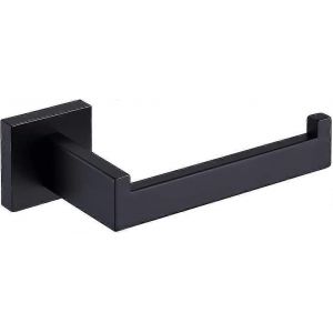 Porte-papier toilette noir mat,distributeur de rouleau de papier toilette et cintres muraux pour salle de bain et cuisine,style carr&eacute; moderne en acier inoxydable - Neuf
