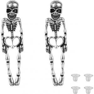 Kal-2pcs Boucles D'oreilles Squelette, Longues Boucles D'oreilles Pendantes Effrayantes Boucles D'oreilles Pendantes Squelette Articulées Cadeau De Fête D'halloween Pour Femmes Et Filles - Neuf