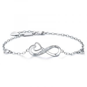 Bracelet En Argent 925 Fin Avec Symbole Infini, Ajustable Et Breloque Pour Femme, Idéal Pour La Fête Des Mères - Neuf