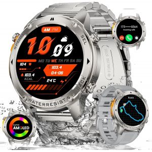 Lige Gps Montre Connectée Homme, Boussole Montre Militaire Homme, 1.43"" Amoled/600mah/170+ Modes Sportifs Montre Homme Sport, Ip68 Mode Natation Montre Hhomme Etanche, Smartwatch Pour Ios Android - Neuf