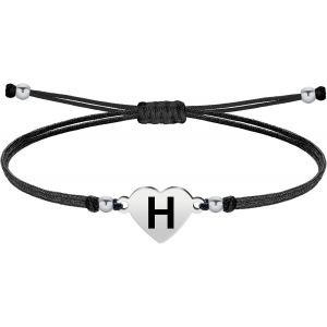 Eryi-- Bracelet Lettre Initiale A - Z En Acier Inoxydable Avec Fil Ciré, Bracelet Femme Ou Homme, Bracelet Coeur Avec Lettre Gravée, Cadeau Pour Mère, Fille, Amie, Petite Amie - Neuf