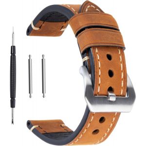Eryi-Bracelet De Montre Vintage De Remplacement Pour Homme Et Femme En Cuir Véritable Avec Boucle En Acier Inoxydable - Neuf