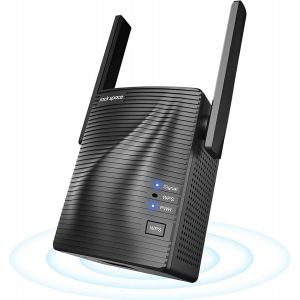 lbgwp60-Répéteur Wifi ¿ Amplificateur Wifi Sans Fil 1200Mbps, Booster Wifi Double Bande 5G Et 2.4G Avec 1 Port Ethernet 8X5.79X4.8Cm Noir - Neuf