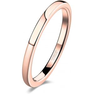 Kahfl-Bague Pour Femme Et Homme Brillant Empilable En Titane Tungstène Poli Et Résistant À L'oxydation Bague Empilable Simple Ajustement Confortable 56 Métal Précieux,56,Métal - Neuf