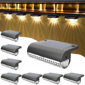 Lampe Solaire Led Ext&eacute;rieur Jardin,8 Pi&egrave;ces Lampe Solaire Exterieur,Lumi&egrave;res De Cl&ocirc;ture Solaire Etanche,Pour Escaliers,Marches,Cl&ocirc;tures,Cour,Terrasse,Blanc Chaud - Neuf